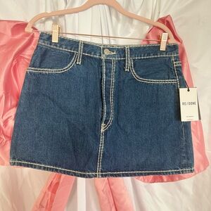 Re/Done vintage Dark Blue 70 Straight Denim Mini Skirt